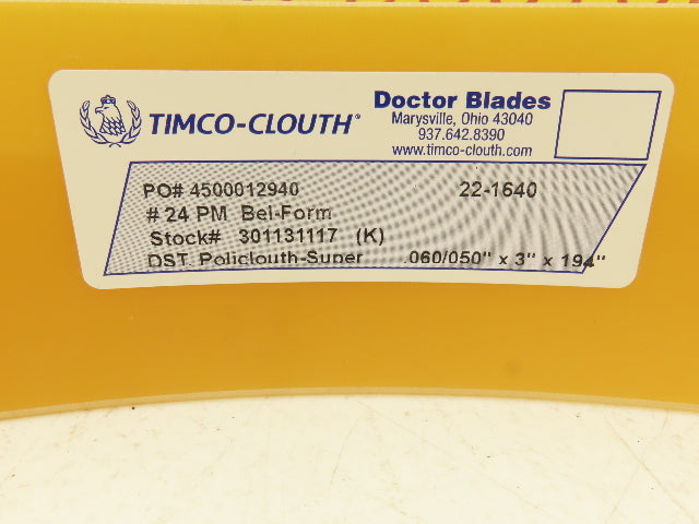 Timco Clouth DST Policlouth-Super Doctor Blade .060/.050"x 3"x 194" Print Press