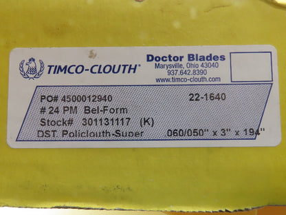 Timco Clouth DST Policlouth-Super Doctor Blade .060/.050"x 3"x 194" Print Press