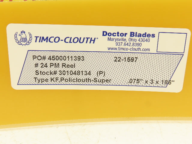 Timco Clouth Type KF Policlouth-Super Doctor Blade .075"x 3"x 186" Print Press