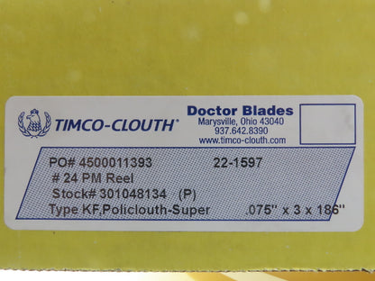 Timco Clouth Type KF Policlouth-Super Doctor Blade .075"x 3"x 186" Print Press