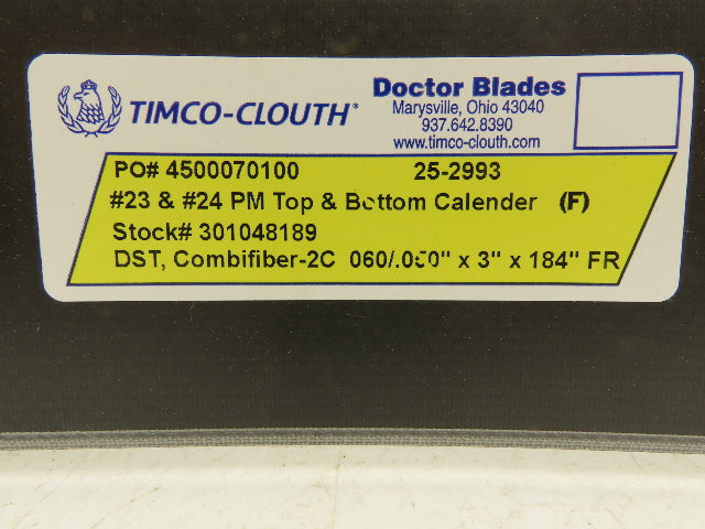 Timco Clouth DST Combifiber-2C Doctor Blade .060/.050"x 3"x 184" Print Press