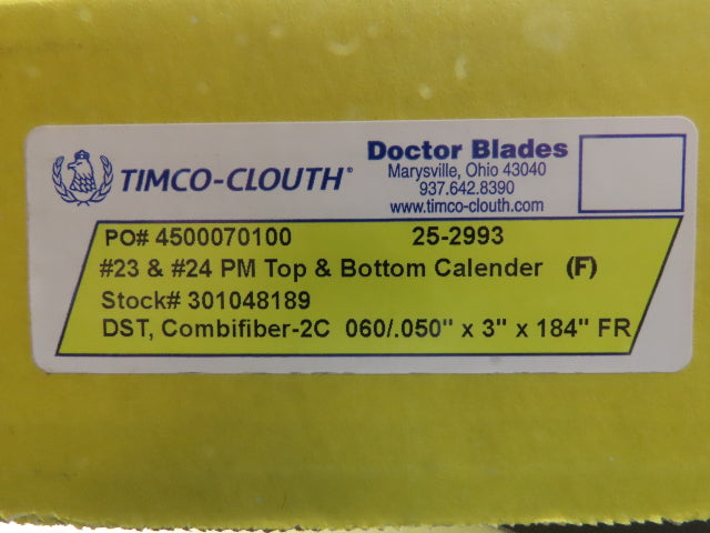 Timco Clouth DST Combifiber-2C Doctor Blade .060/.050"x 3"x 184" Print Press