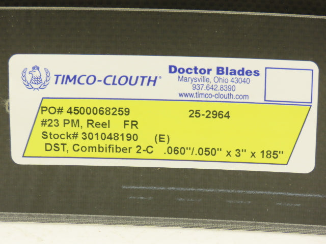 Timco Clouth DST Combifiber-2C Doctor Blade .060/.050"x 3"x 185" Print Press