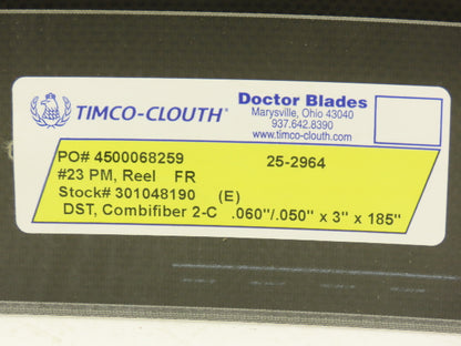 Timco Clouth DST Combifiber-2C Doctor Blade .060/.050"x 3"x 185" Print Press