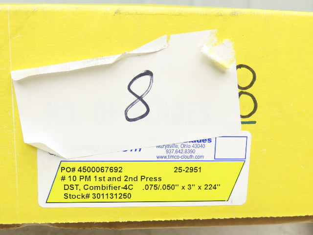 Timco Clouth DST Combifiber-4C Doctor Blade .075/.050"x 3"x 224"  Lot of 8