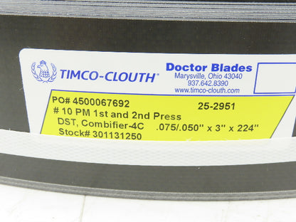 Timco Clouth DST Combifiber-4C Doctor Blade .075/.050"x 3"x 224"  Lot of 8