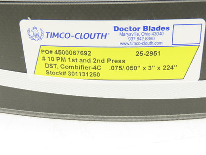 Timco Clouth DST Combifiber-4C Doctor Blade .075/.050"x 3"x 224"  Lot of 7