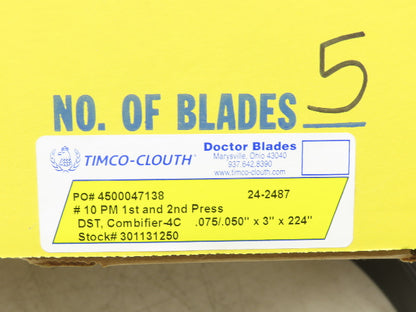 Timco Clouth DST Combifiber-4C Doctor Blade .075/.050"x 3"x 224"  Lot of 5