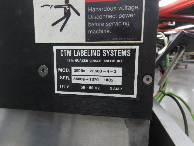 CTM 3600A-ZE500-4-3 High Speed Label Applicator Zebra Print Head ZE500-4 Stand