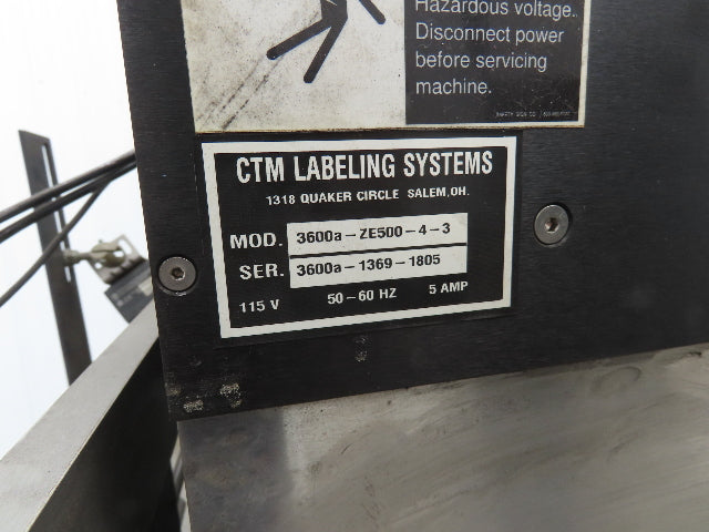 CTM 3600A-ZE500-4-3 High Speed Label Applicator Zebra Print Head ZE500-4 Stand