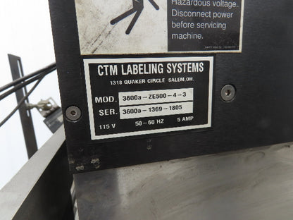 CTM 3600A-ZE500-4-3 High Speed Label Applicator Zebra Print Head ZE500-4 Stand