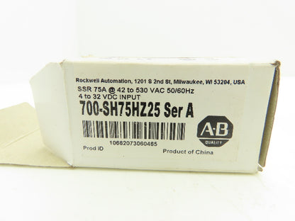 Allen Bradley 700-SH75HZ25 Solid State Relay 4-32VDC Input 75A/480V Output