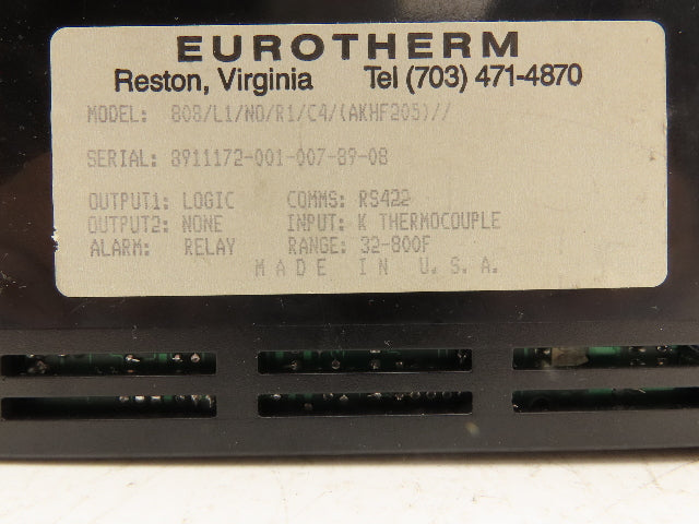 Eurotherm 808/L1/NO/R1/C4/(AKHF205)// Digital Temperature Controller 32-800°F