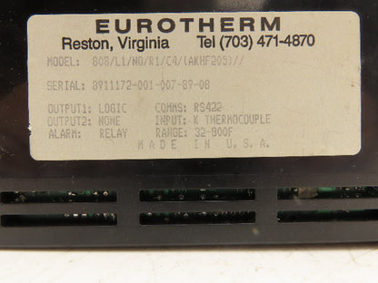 Eurotherm 808/L1/NO/R1/C4/(AKHF205)// Digital Temperature Controller 32-800°F