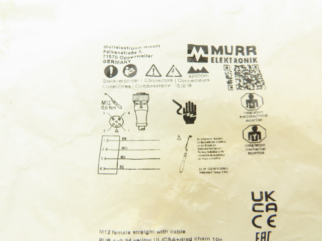 Murr Elektronik Murr 7000-12221-0341000 M12 Female Straight 4 Wire .34 Lot of 3