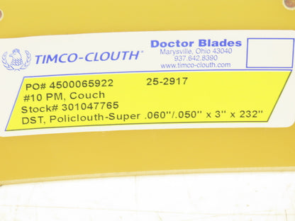 Timco Clouth DST Policlouth-Super Doctor Blade .060/.050"x 3"x 232" Print Press