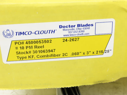 Timco Clouth Type KF Combifiber-2C Doctor Blade .060"x 3"x 215.25" Print Press