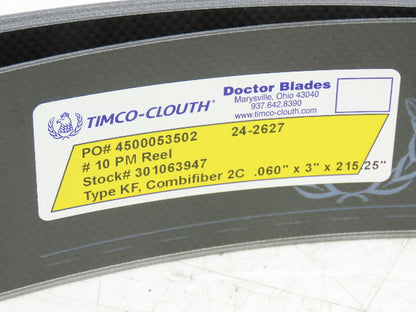 Timco Clouth Type KF Combifiber-2C Doctor Blade .060"x 3"x 215.25" Print Press