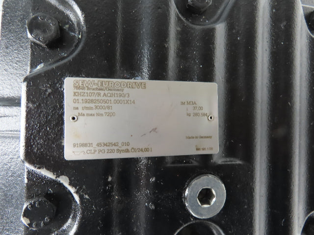 Sew Eurodrive KHZ107/R AQH190/3 Helical Reducer 37:1 Ratio 81 RPM Hollow Shaft