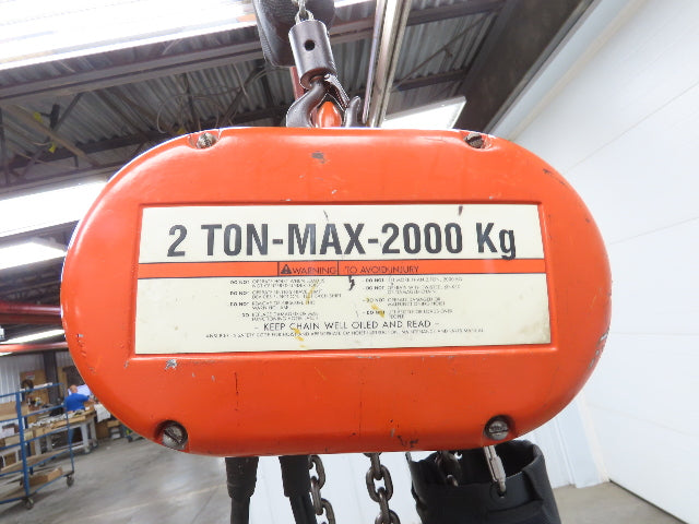 CM Lodestar Model RR 2 Ton 4000lb Electric Chain Hoist 20' Lift 16 FPM 3PH 480V
