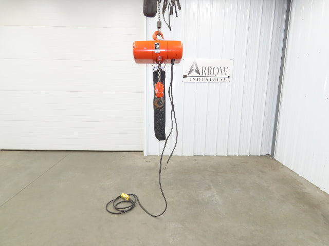 CM Lodestar Model RR 2 Ton 4000lb Electric Chain Hoist 20' Lift 16 FPM 3PH 480V