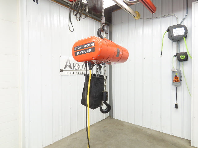 CM Lodestar Model RRS 2 Ton 4000lb Electric Chain Hoist 21' Lift 16 FPM 3PH 460V