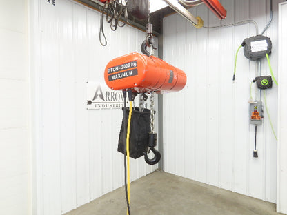 CM Lodestar Model RRS 2 Ton 4000lb Electric Chain Hoist 21' Lift 16 FPM 3PH 460V