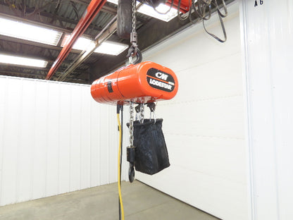 CM Lodestar Model RRS 2 Ton 4000lb Electric Chain Hoist 21' Lift 16 FPM 3PH 460V