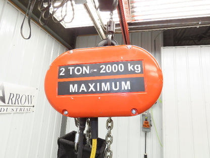 CM Lodestar Model RRS 2 Ton 4000lb Electric Chain Hoist 21' Lift 16 FPM 3PH 460V