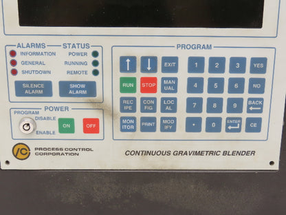 Process Control Corp COEX 2 MINI-OP Control Pannel Continuous Gravimetric Blend