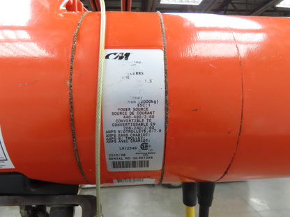CM Lodestar Model RRS 2 Ton 4000lb Electric Chain Hoist 21' Lift 16 FPM 3PH 480V