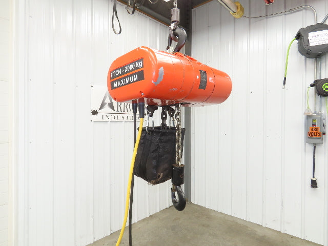 CM Lodestar Model RRS 2 Ton 4000lb Electric Chain Hoist 21' Lift 16 FPM 3PH 480V