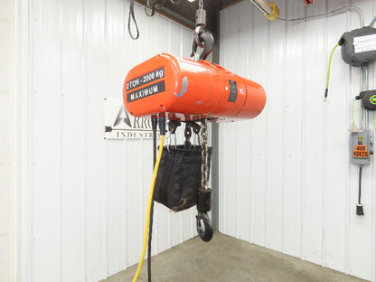 CM Lodestar Model RRS 2 Ton 4000lb Electric Chain Hoist 21' Lift 16 FPM 3PH 480V