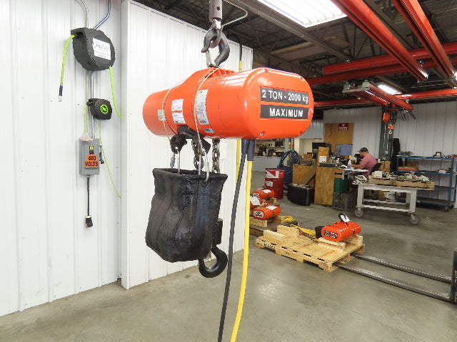 CM Lodestar Model RRS 2 Ton 4000lb Electric Chain Hoist 21' Lift 16 FPM 3PH 480V