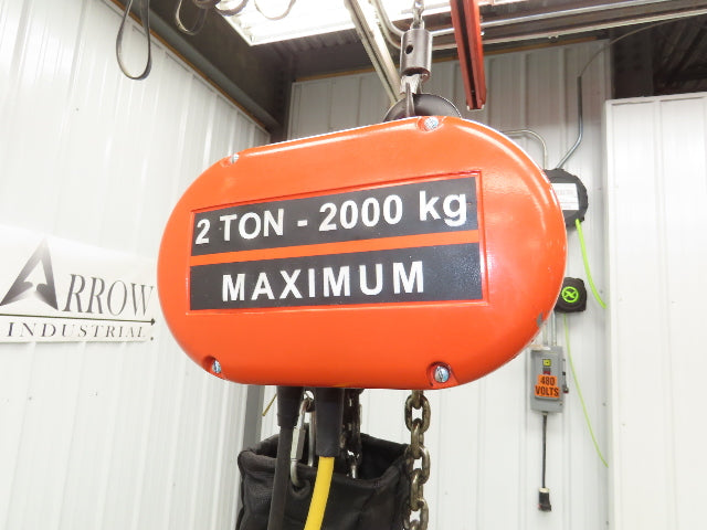 CM Lodestar Model RRS 2 Ton 4000lb Electric Chain Hoist 21' Lift 16 FPM 3PH 480V
