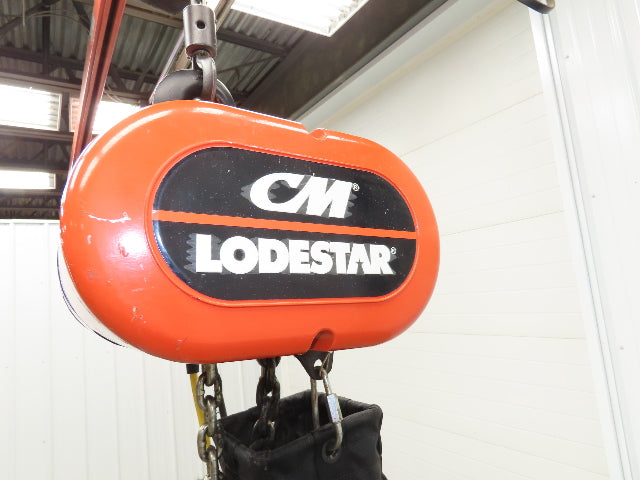 CM Lodestar Model RRS 2 Ton 4000lb Electric Chain Hoist 21' Lift 16 FPM 3PH 480V