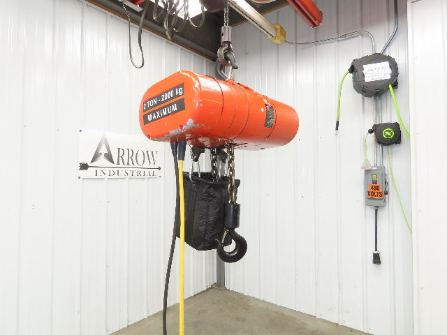 CM Lodestar Model RRS 2 Ton 4000lb Electric Chain Hoist 22' Lift 16 FPM 3PH 480V