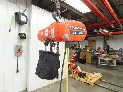 CM Lodestar Model RRS 2 Ton 4000lb Electric Chain Hoist 22' Lift 16 FPM 3PH 480V