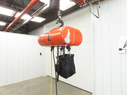 CM Lodestar Model RRS 2 Ton 4000lb Electric Chain Hoist 22' Lift 16 FPM 3PH 480V