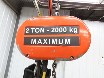 CM Lodestar Model RRS 2 Ton 4000lb Electric Chain Hoist 22' Lift 16 FPM 3PH 480V