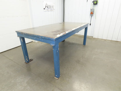Vintage Steel Welding Layout Table 96x48" Cast Iron 1-1/4" Thick Top 38-1/2" H