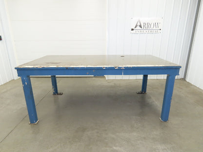 Vintage Steel Welding Layout Table 96x48" Cast Iron 1-1/4" Thick Top 38-1/2" H