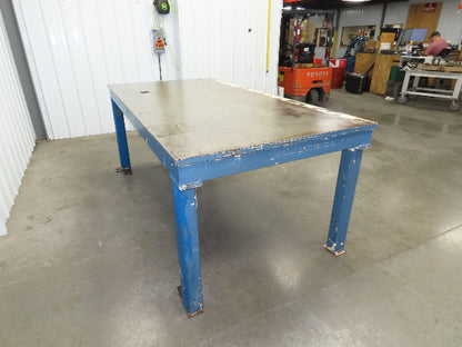 Vintage Steel Welding Layout Table 96x48" Cast Iron 1-1/4" Thick Top 38-1/2" H