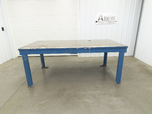 Vintage Steel Welding Layout Table 96x48" Cast Iron 1-1/4" Thick Top 38-1/2" H