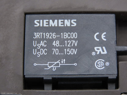 Siemens 3RT1046-3AK60 Sirius 3-Pole Power Contactor 95A 45kW 110V Coil w/2NC Aux