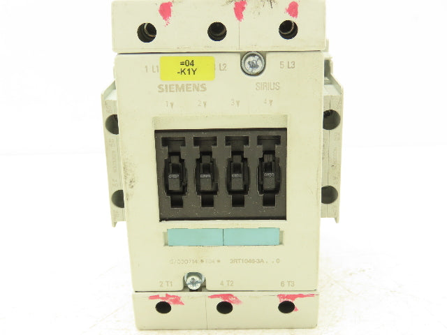 Siemens 3RT1046-3AK60 Sirius 3-Pole Power Contactor 95A 45kW 110V Coil w/2NC Aux