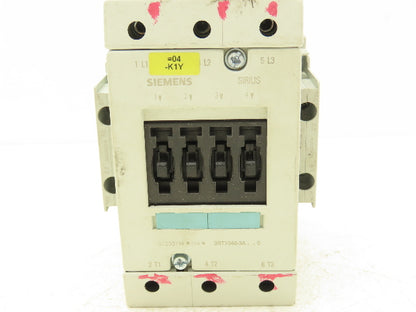Siemens 3RT1046-3AK60 Sirius 3-Pole Power Contactor 95A 45kW 110V Coil w/2NC Aux