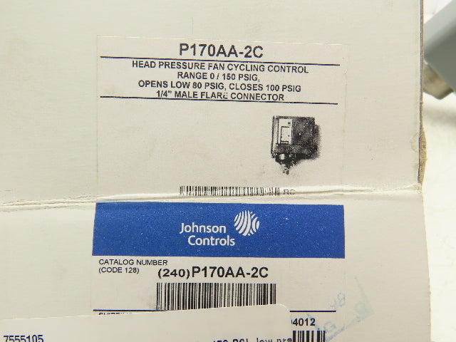 Johnson Controls P170AA-2C Pressure Control Switch 0-150 PSI 1/4" Flared