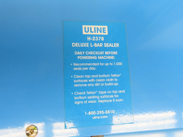 Uline H-2378 18"x 18" Deluxe L-Bar Sealer Heat Shrink Film 1000W 115V AIE-1818L