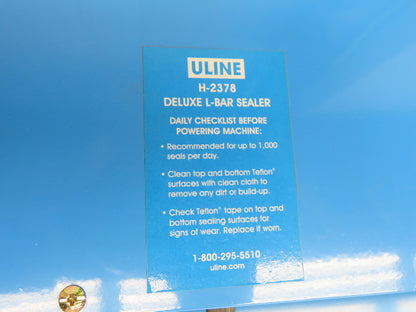 Uline H-2378 18"x 18" Deluxe L-Bar Sealer Heat Shrink Film 1000W 115V AIE-1818L